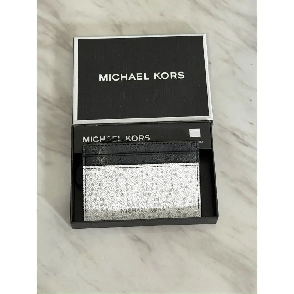 NWT Michael Kors Bright White Card Case Logo Pattern, $48 MSRP